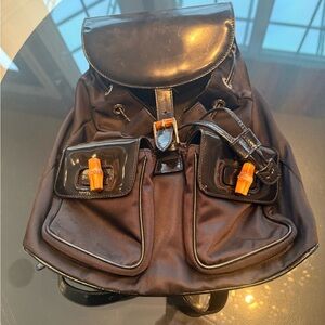 Vintage Gucci Stylish Black womens Backpack